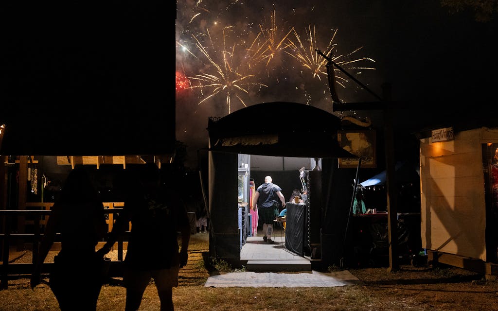 People watch the fireworks, dedicated in honor to late owner George C. Coulam.