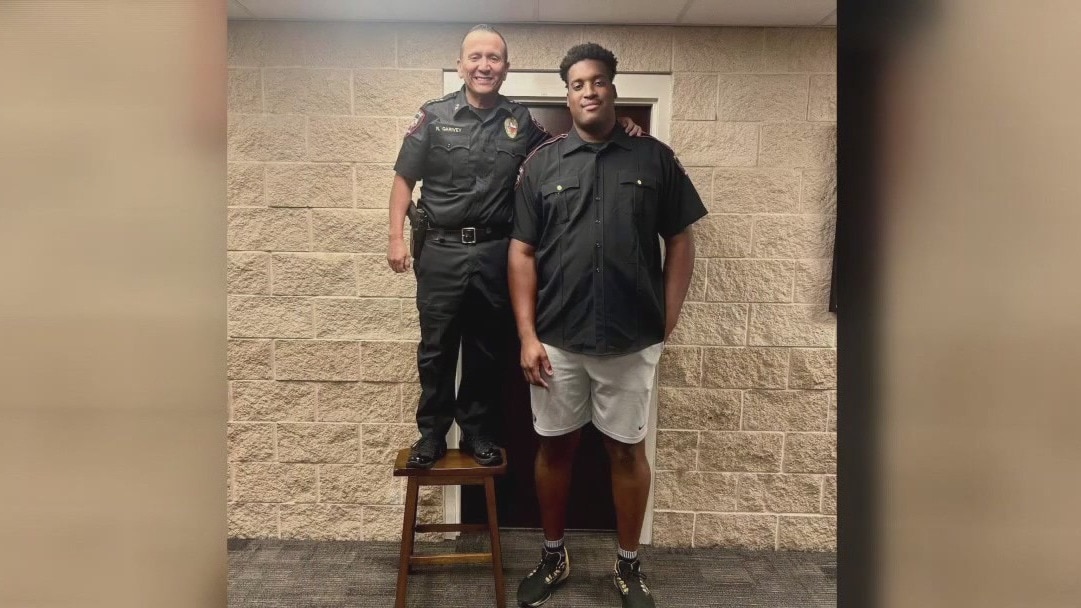 Kemah Police Department's 7'3" tall cadet goes viral