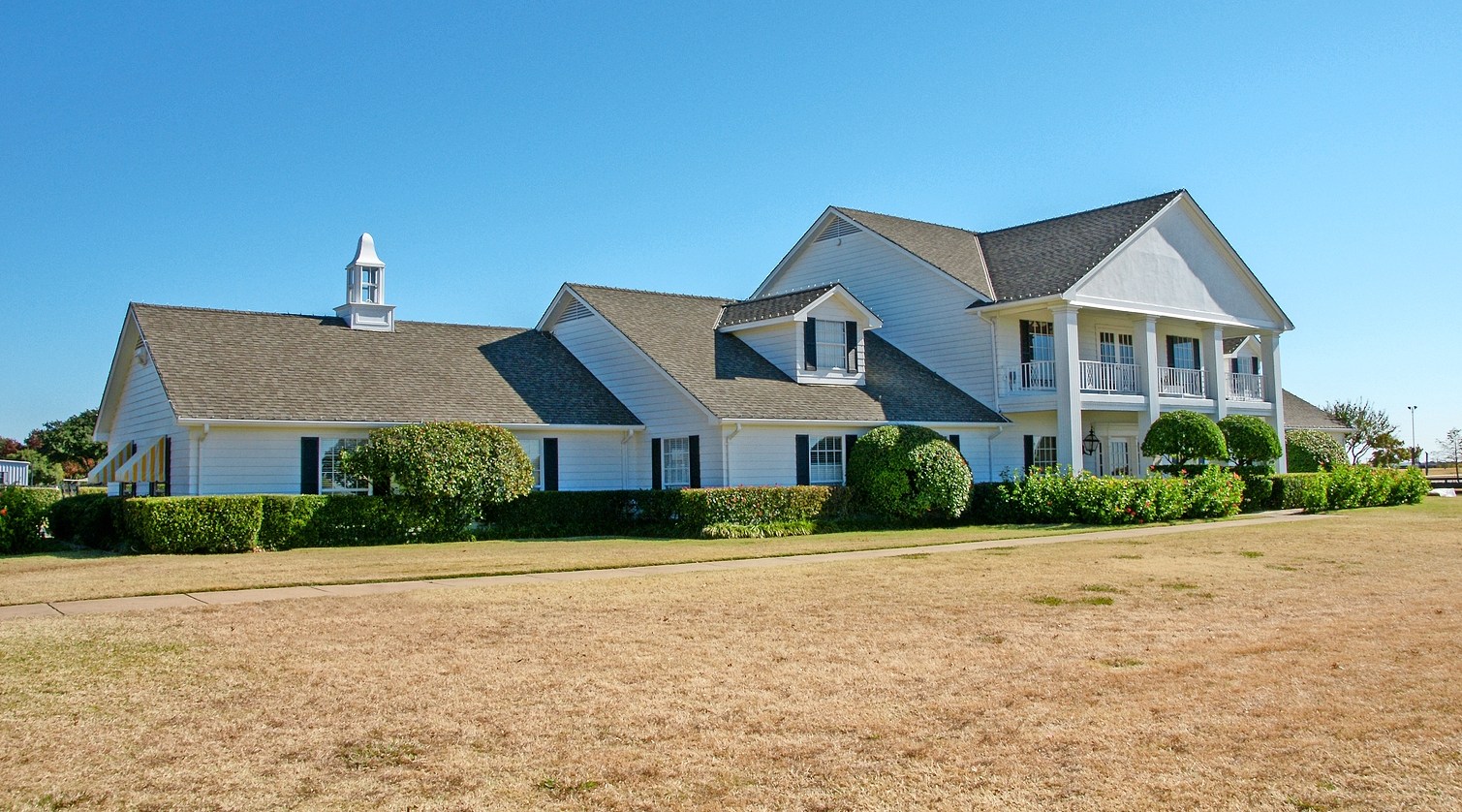 Front view of the Southfork Ranch house, known as the Ewing Mansion in the Dallas television series.