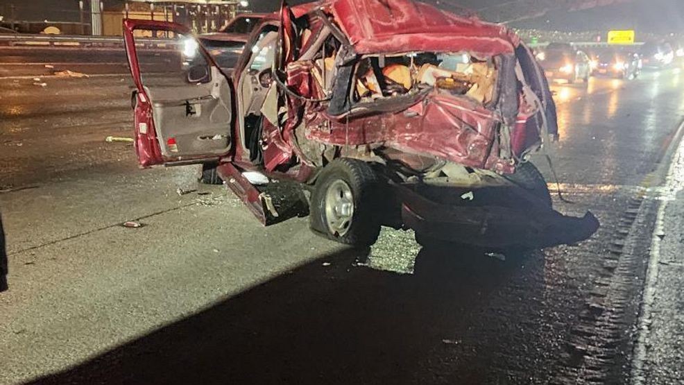 Vehicle rollover causes fire on I-10 east, highway sign knocked down in crash (credit: Fitfam)