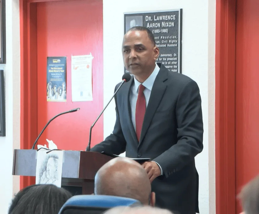 Mayor Renard Johnson speaking on MLK Day at the McCall Neighborhood Center on Monday, Jan. 19.