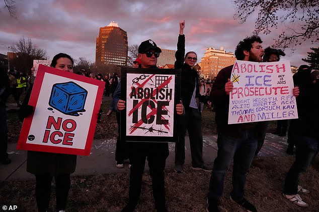 Protester attend a rally for Renee Good, who was fatally shot by an ICE officer on Wednesdy