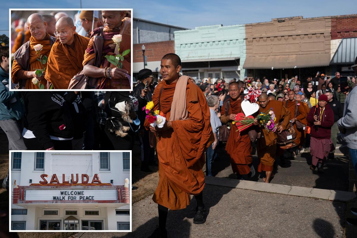 Buddhist monks walking 2,300 miles from Texas to DC go viral with 1M-plus social media followers