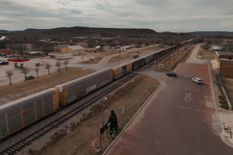 Slideshow: The Palo Pinto Mountains rise in the background as a train passes through Strawn on Jan. 1, 2026.