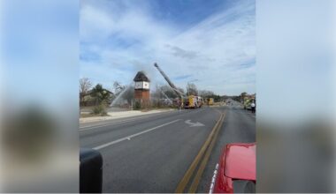 Quail Creek clock tower fire; Rutland Drive shut down
