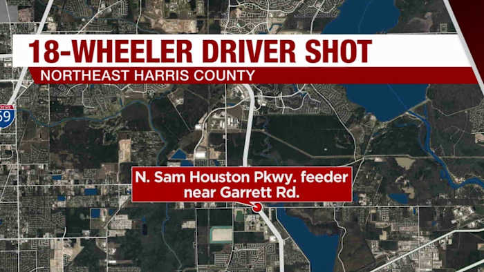 18-wheeler driver shot by another motorist on I-69 feeder in northeast Harris County