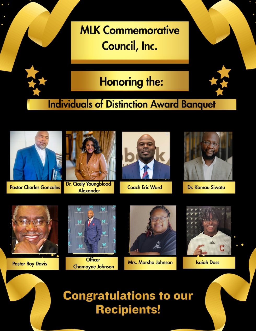 To be honored at Individuals of Distinction Award Banquet Friday, Jan. 16 at 6:30 p.m. at...