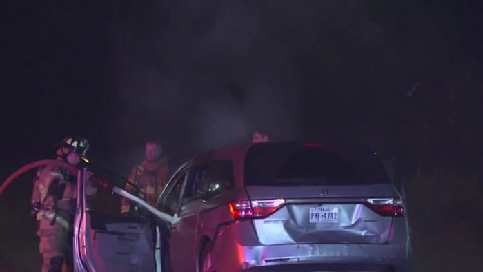 Chase erupts after north Houston traffic stop, minivan goes up in flames