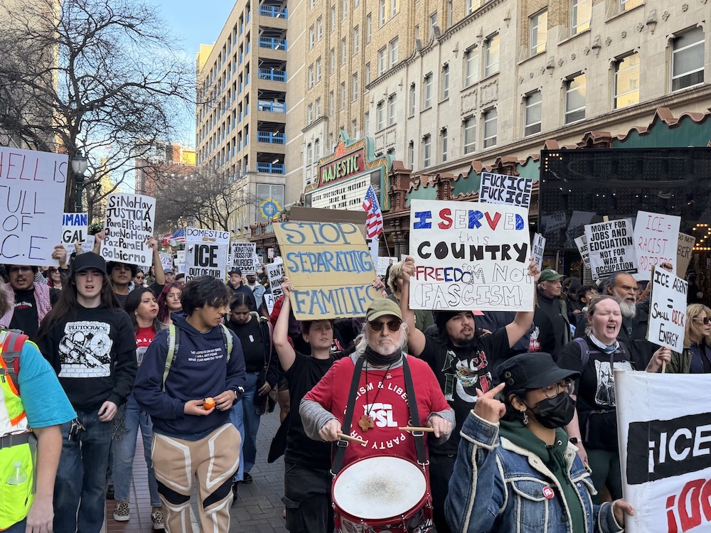 Hundreds take to San Antonio's streets for anti-ICE, anti-Trump protest