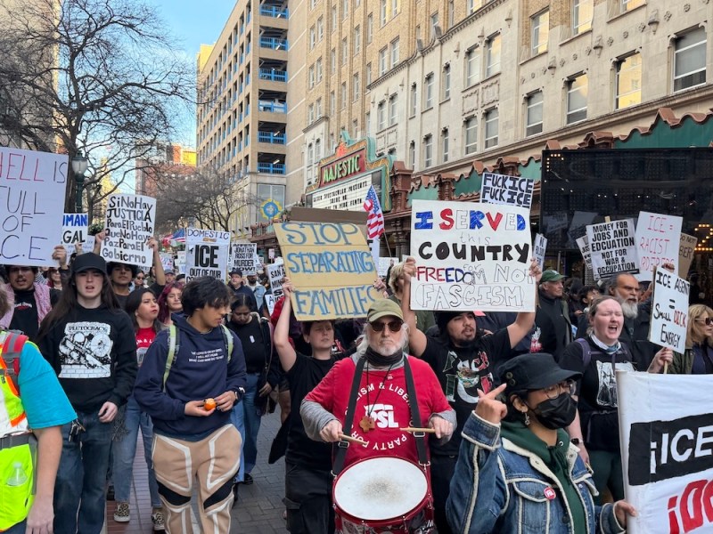 Hundreds take to San Antonio’s streets for anti-ICE, anti-Trump protest