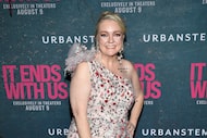 Author Colleen Hoover attends the world premiere of "It Ends with Us" at AMC Lincoln Square...