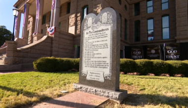 Ten Commandment monument unveiling draws supporters, critics in Texas