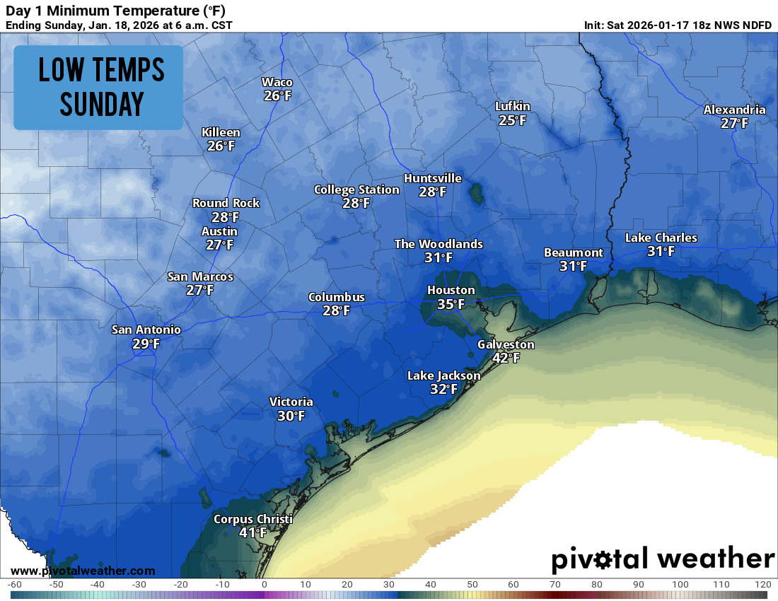 Which parts of Houston will freeze Sunday? Here’s what to expect.