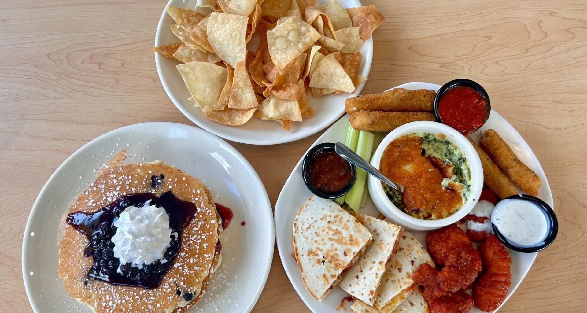 Blueberry pancakes and a classic combo from the hybrid Applebee's-IHOP near Marbach Road.