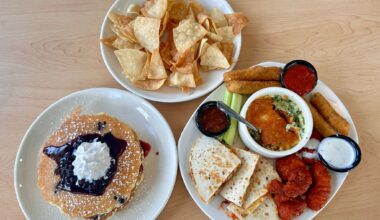 Blueberry pancakes and a classic combo from the hybrid Applebee's-IHOP near Marbach Road.