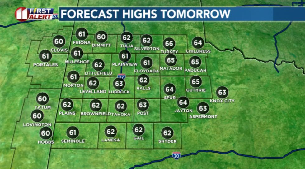 Highs tomorrow
