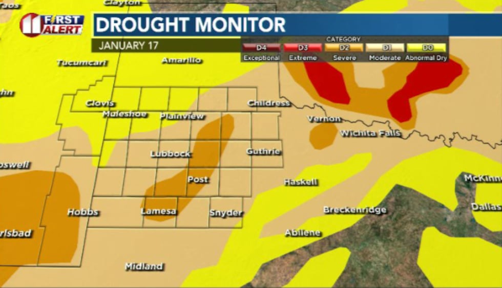 Drought conditions as of 1/17/26