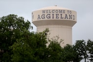 The water tower at Texas A&M campus in College Station, Texas on Wednesday, June 20, 2018....