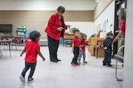 Good Street Learning Center Director Gwendolyn Sneed points toward teacher Angela Nails as...