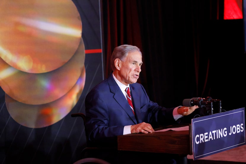 Texas Gov. Greg Abbott speaks during a ribbon cutting ceremony for the grand opening of...