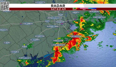 Rain and thunderstorms moving across SE Texas as strong cold front approaches