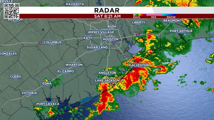 Rain and thunderstorms moving across SE Texas as strong cold front approaches