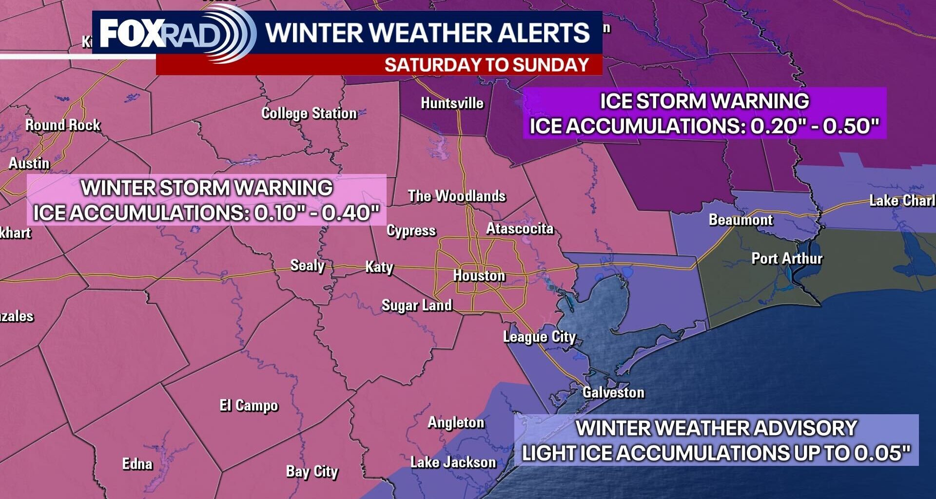 Live updates: Houston winter storm warning, Sunday forecast, icy roads, power outages