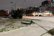 A bumper lays on the ground at the corner of McKinney and Lemmon Avenues in Uptown Dallas,...