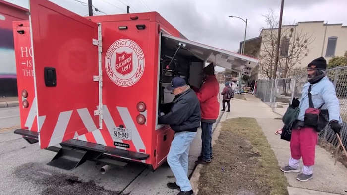 Salvation Army delivers supplies to people experiencing homelessness during wintry weather