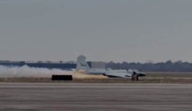 NASA aircraft makes belly landing at airport in Houston