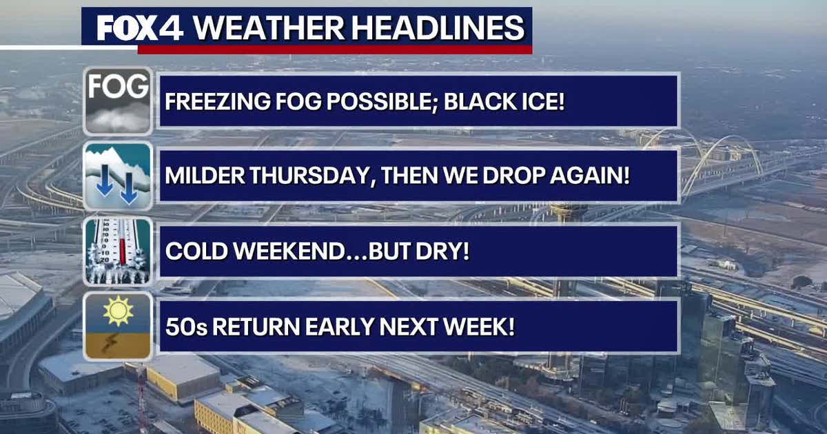 Dallas Weather: Sunshine to follow freezing fog, dangerous road conditions