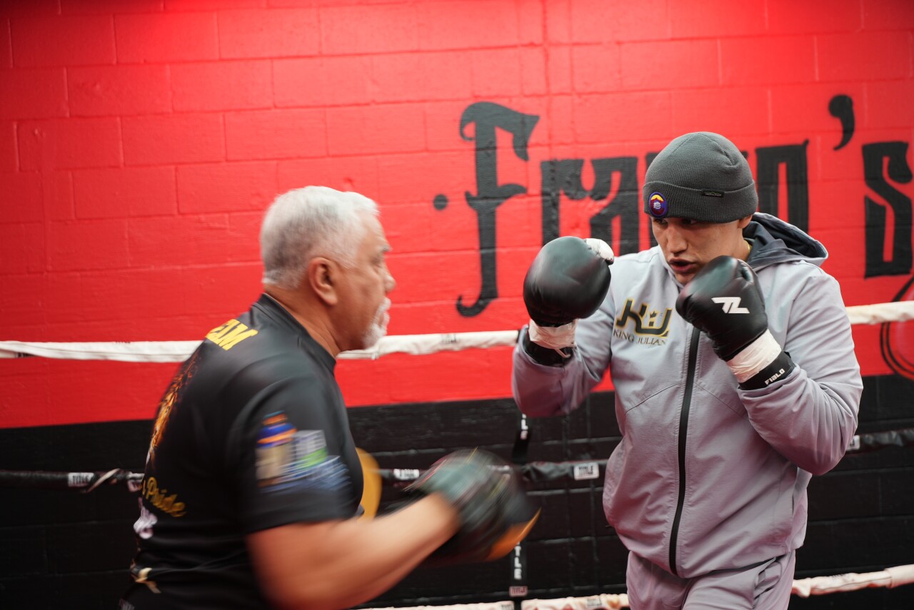 Julian Delgado, Corpus Christi pro boxer, with The Apex trainer Adam Franco