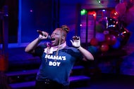 Juicy (Tyler Ray Lewis) sings karaoke in Dallas Theater Center's co-production with Stage...