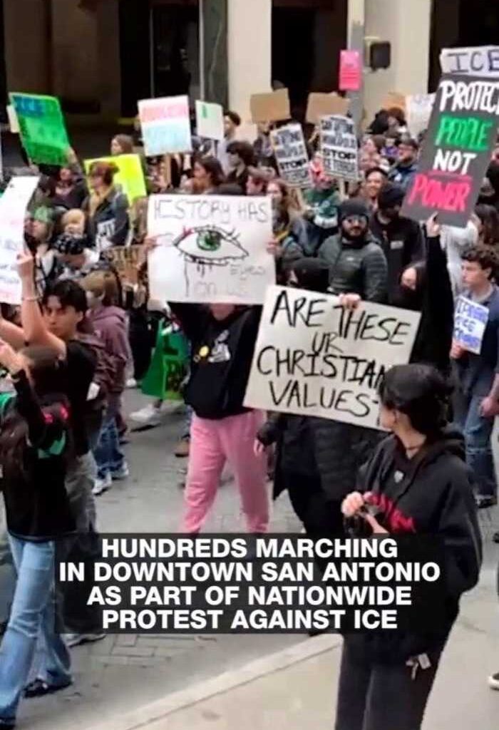 Hundreds protest in downtown San Antonio as part of nationwide day of action against ICE