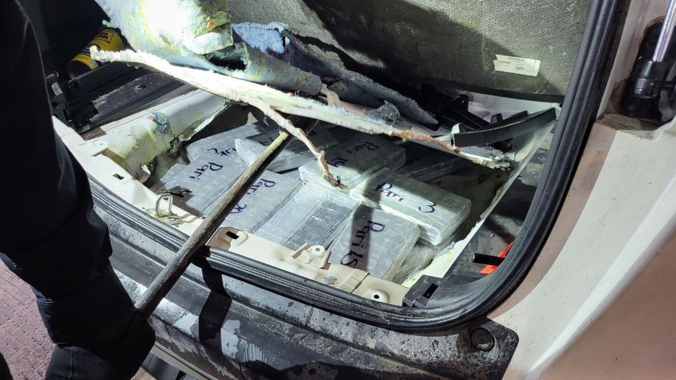 Contraband found in the trunk of a car. Credit: CBP