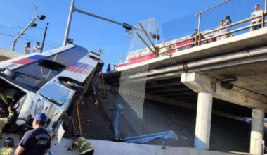 15 injured after METRO bus overturns off Houston bridge following collision, authorities say