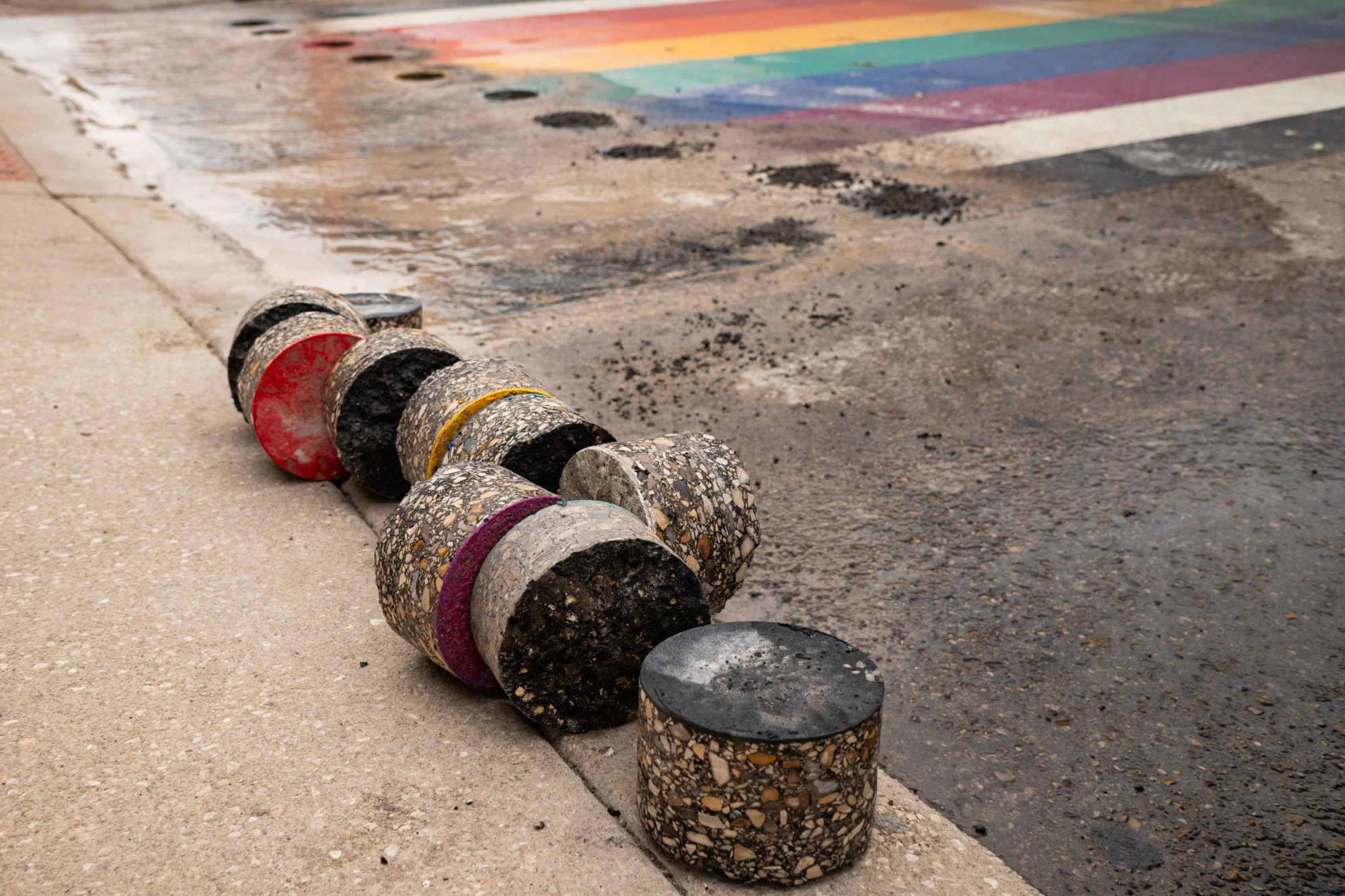 The City of San Antonio is preserving pieces of the rainbow crosswalk for possible future art installations.