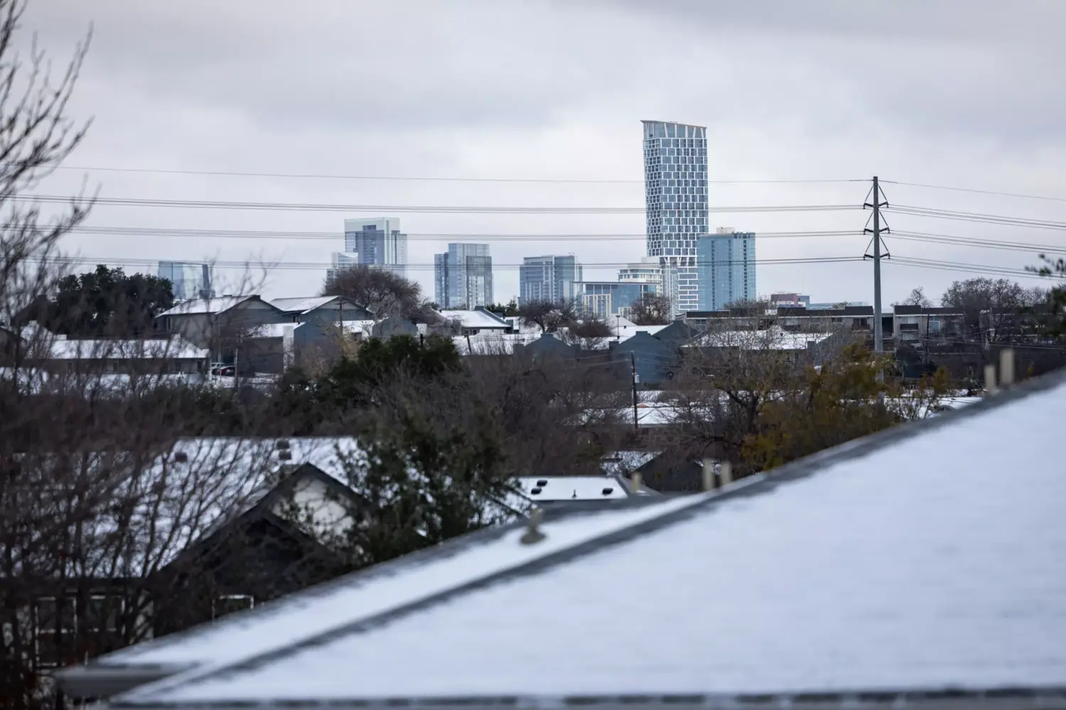 Austin is pictured covered in ice on Sunday, Jan. 25, 2026, from the East Riverside neighborhood of Austin, Texas. Overnight the region saw freezing rain and sleet, leading to up to one-quarter inch of ice in much of the area.