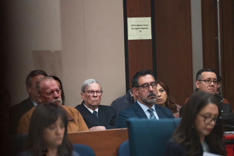 Audience members listen to closing arguments in the Santoni family triple murder trial of Arturo Ortega Garcia on Wednesday, Jan. 14, 2026, at the Enrique Moreno County Courthouse in El Paso, Texas.
