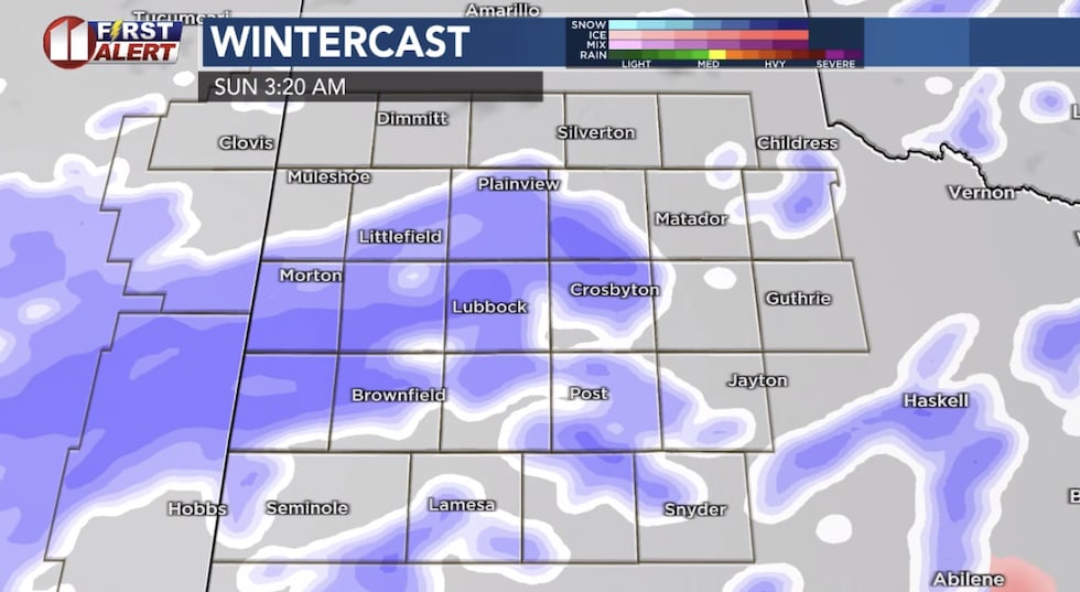 Computer model projection early Sunday morning