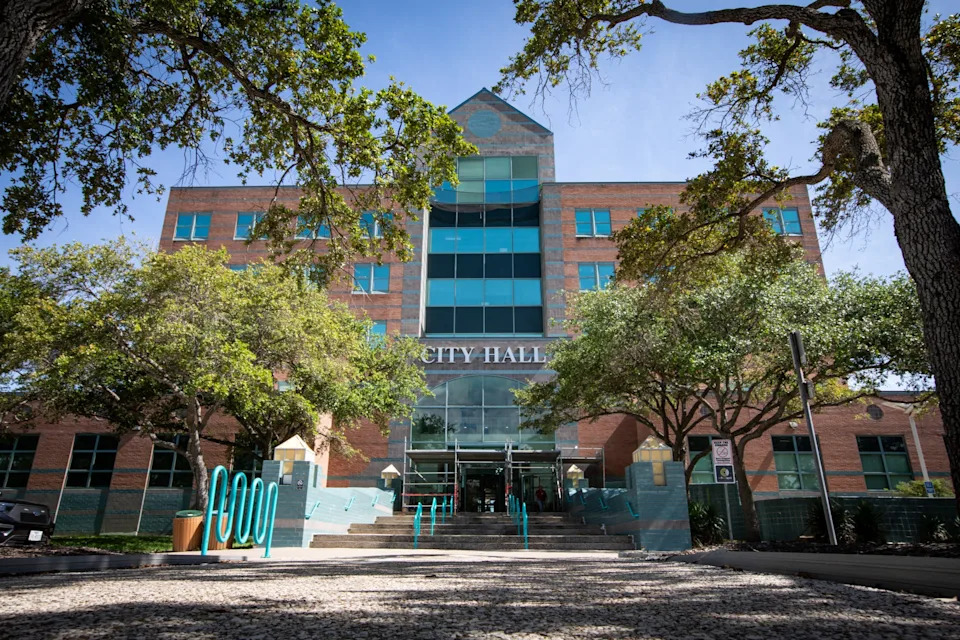 The Sam Rankin Street entrance to Corpus Christi City Hall on Aug. 2, 2024, in Texas.