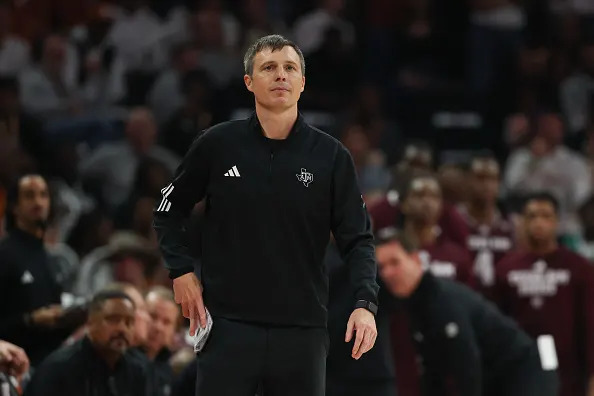 AUSTIN, TX – JANUARY 17: Head coach Bucky McMillan of the Texas A&M Aggies watches play during the SEC college basketball game between Texas Longhorns and Texas A&M Aggies on January 17, 2026, at Moody Center in Austin, TX. (Photo by David Buono/Icon Sportswire via Getty Images)