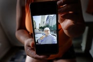Patricio Galera’s wife shows his photo to The Dallas Morning News during an interview in her...