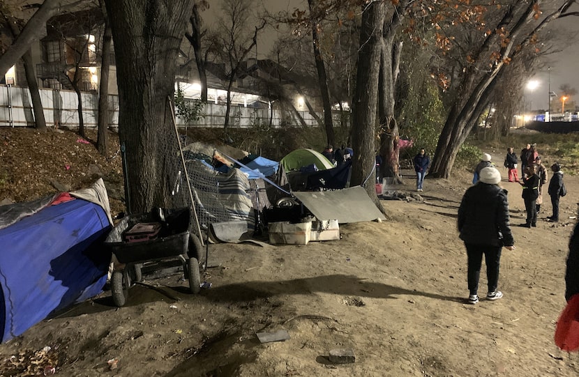 Point in Time Count volunteers interviewed people living in an encampment off Joe's Creek...
