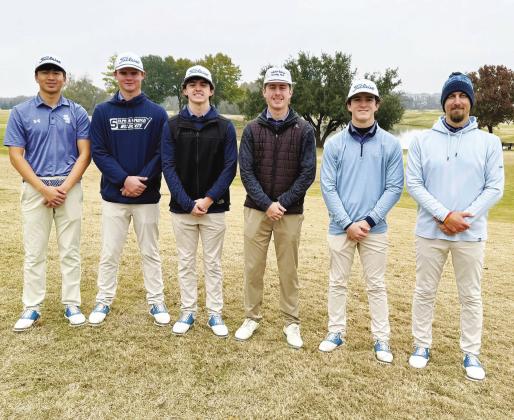 The Sulphur Springs Wildcats Golf Team placed sixth at the Leopard Fall Classic golf tournament in Plano Dec. 5-6. Team members are (from left) Tatum Tran, Noah Newsom, Luke White, Gage Gideon, Luke Nicodemus and Head Coach Jeremy De-Lorge. Courtesy Photo/Kim Gideon