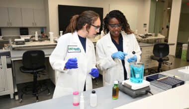 Two students in a lab
