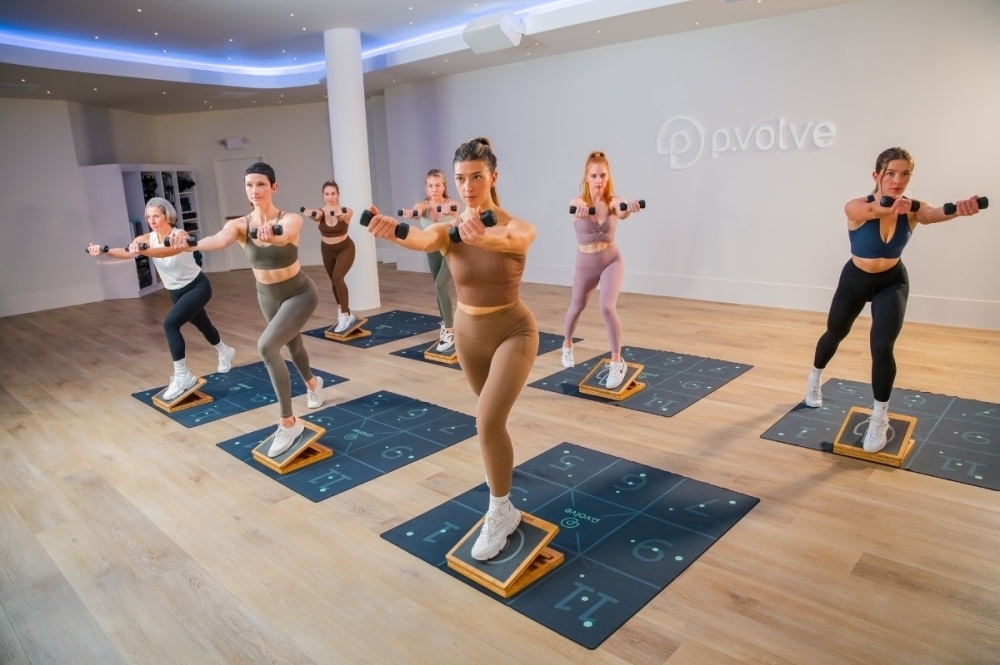 An image of a workout class at the business.