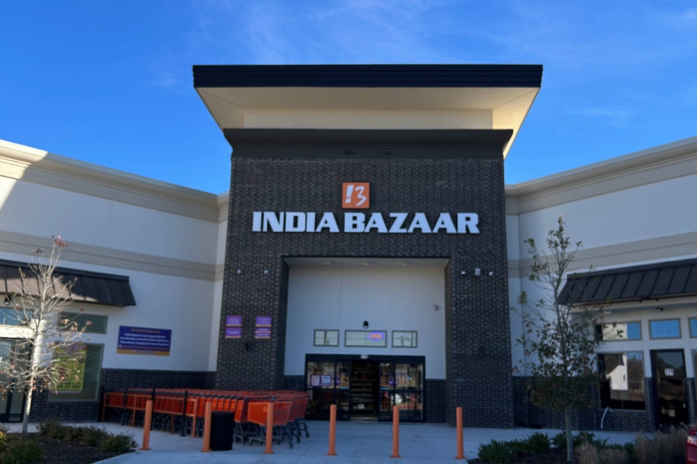 Exterior of a building featuring India Bazaar signage.