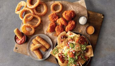 The House Sampler at Buffalo Wild Wings includes mozzarella sticks, nachos and onion rings, along with a choice of boneless or traditional wings. (Courtesy Buffalo Wild Wings)