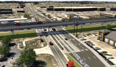 A rendering shows what the proposed rail grade separation over Crystal Falls Parkway at the intersection with US 183 could look like. (Courtesy of the city of Leander)